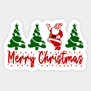 Santa Merry Christmas with Christmas Trees Sticker